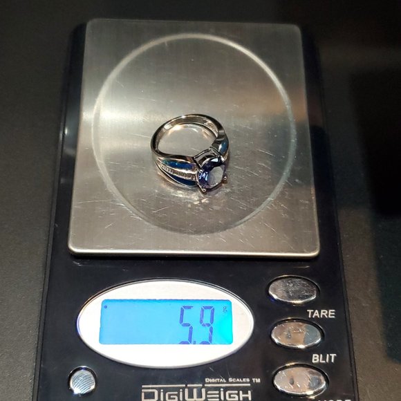Size 7 925 Sterling Silver Purple CZ With Blue Opal Accents Ring - Picture 8 of 8